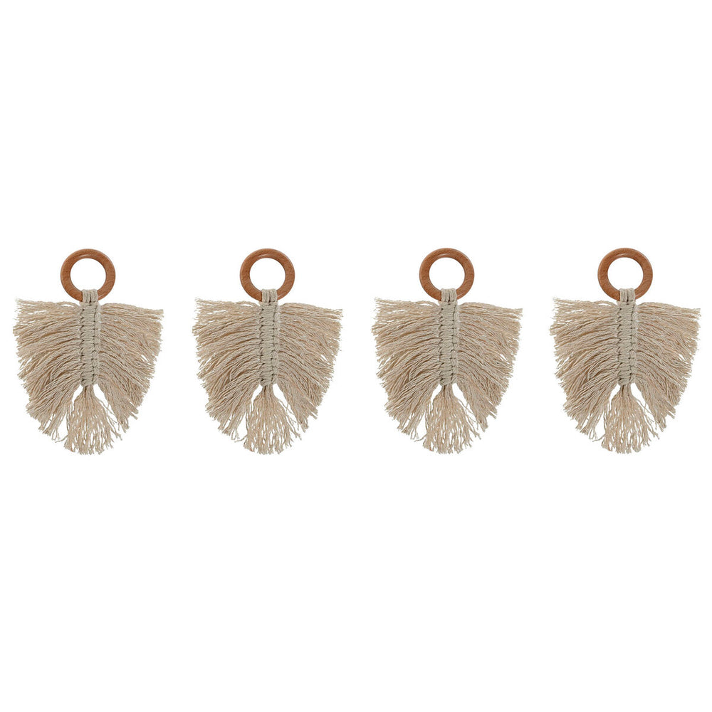 Anillo servilletero Home ESPRIT Natural Acacia Macramé 13 x 1 x 18 cm 4 Piezas