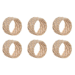 Anello portatovagliolo Home ESPRIT Bianco Naturale Bambù Rattan 5 x 5 x 3 cm