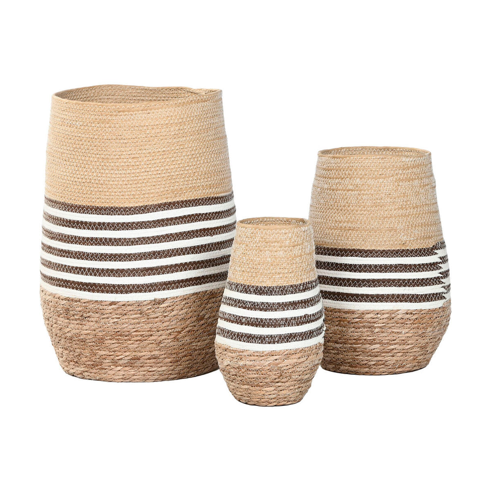 Macetero Home ESPRIT Marrón Bicolor Fibra Urbano 31 x 31 x 49 cm (3 Piezas)