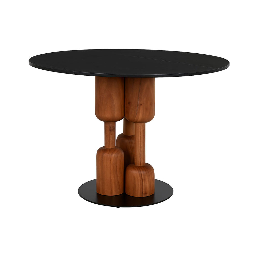 Mesa de Comedor Home ESPRIT Negro Natural Mármol Acacia 106 x 106 x 76 cm