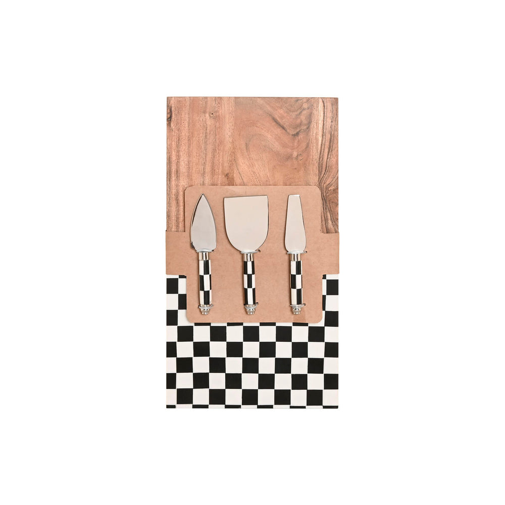 Tagliere Home ESPRIT Bianco Nero Naturale Moderno 20 X 38 X 1,5 CM (4 Pezzi)