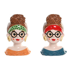 Vaso Home ESPRIT Multicolore Ceramica Tropicale chica 18 x 14 x 28 cm (2 Unità)