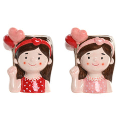 Macetero Home ESPRIT Rojo Rosa Cerámica chica Urbano 12 x 9 x 16 cm (2 Unidades)