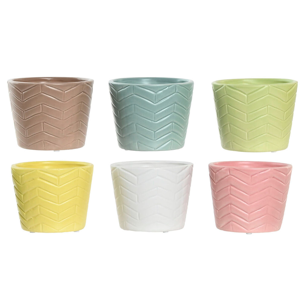Vaso Home ESPRIT Giallo Azzurro Verde Rosa Dolomite 12 x 12 x 10 cm (6 Unità)