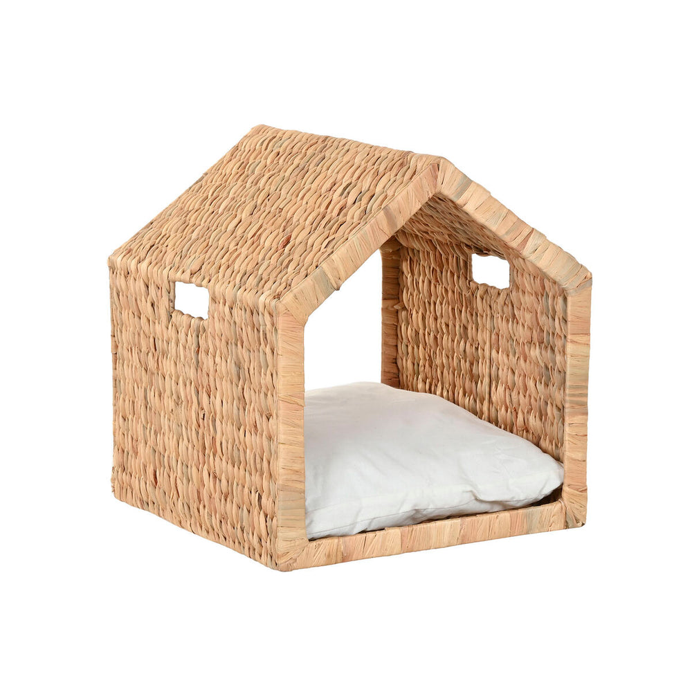 Pet bed Home ESPRIT Cream Natural Metal Water hyacinth 43 x 43 x 46 cm