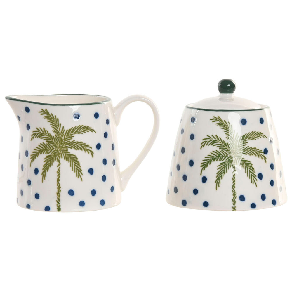 Porta latte e zucchero Home ESPRIT Azzurro Verde Porcellana 11 X 7,6 X 7,8 CM 2 Pezzi