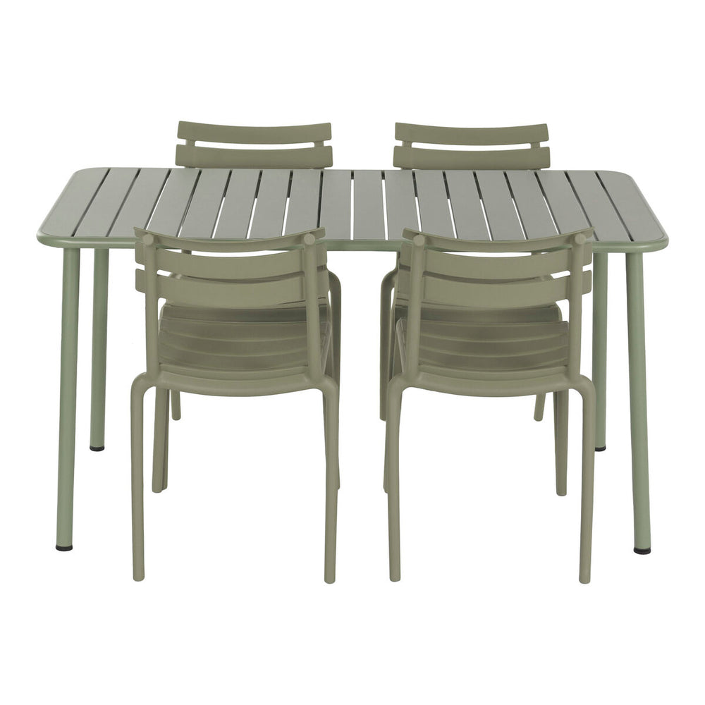 Table set with 4 chairs Home ESPRIT Green polypropylene Iron 140 x 70 x 75 cm