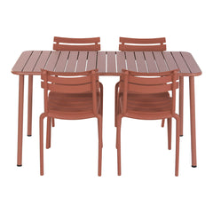 Tavolo con 4 sedie Home ESPRIT Terracotta polipropilene Ferro 140 x 70 x 75 cm