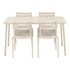 Tavolo con 4 sedie Home ESPRIT Crema polipropilene Ferro 140 x 70 x 75 cm