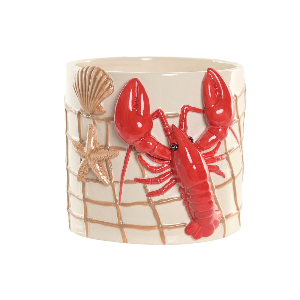 Vaso Home ESPRIT Rosso Crema Ceramica Mediterraneo 19 X 17 X 15,5 CM