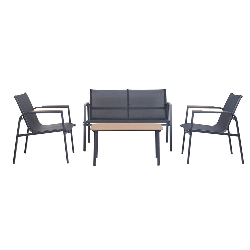 Divano da Giardino Home ESPRIT Nero Grigio scuro 119 X 70 X 64 CM