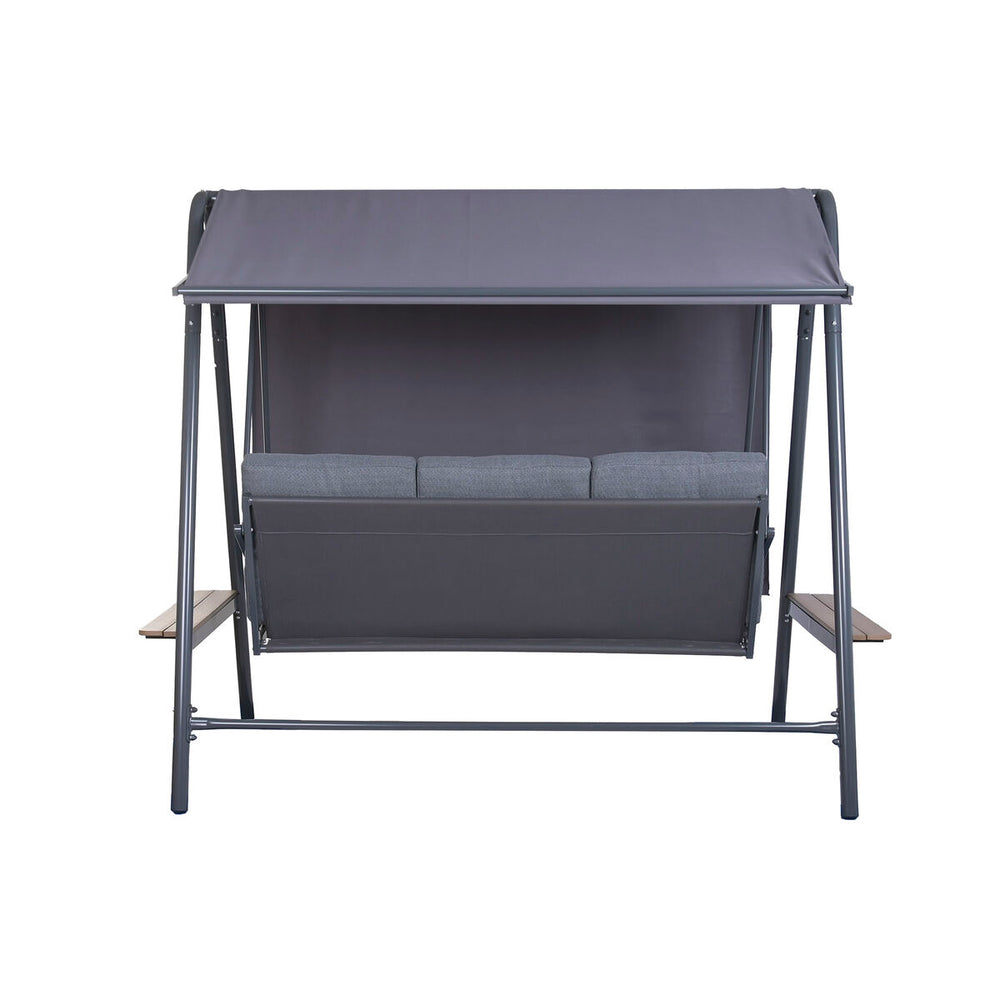 Panca Home ESPRIT Marrone Grigio scuro Acciaio Polywood 215 X 120 X 180 CM