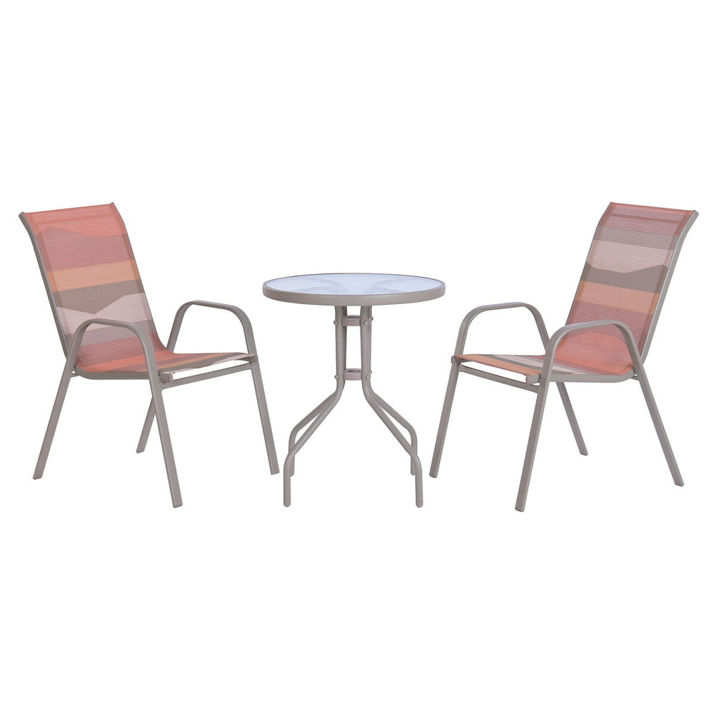 Tavolo con 2 sedie Home ESPRIT Verde Multicolore Cristallo Acciaio 60 x 60 x 70 cm
