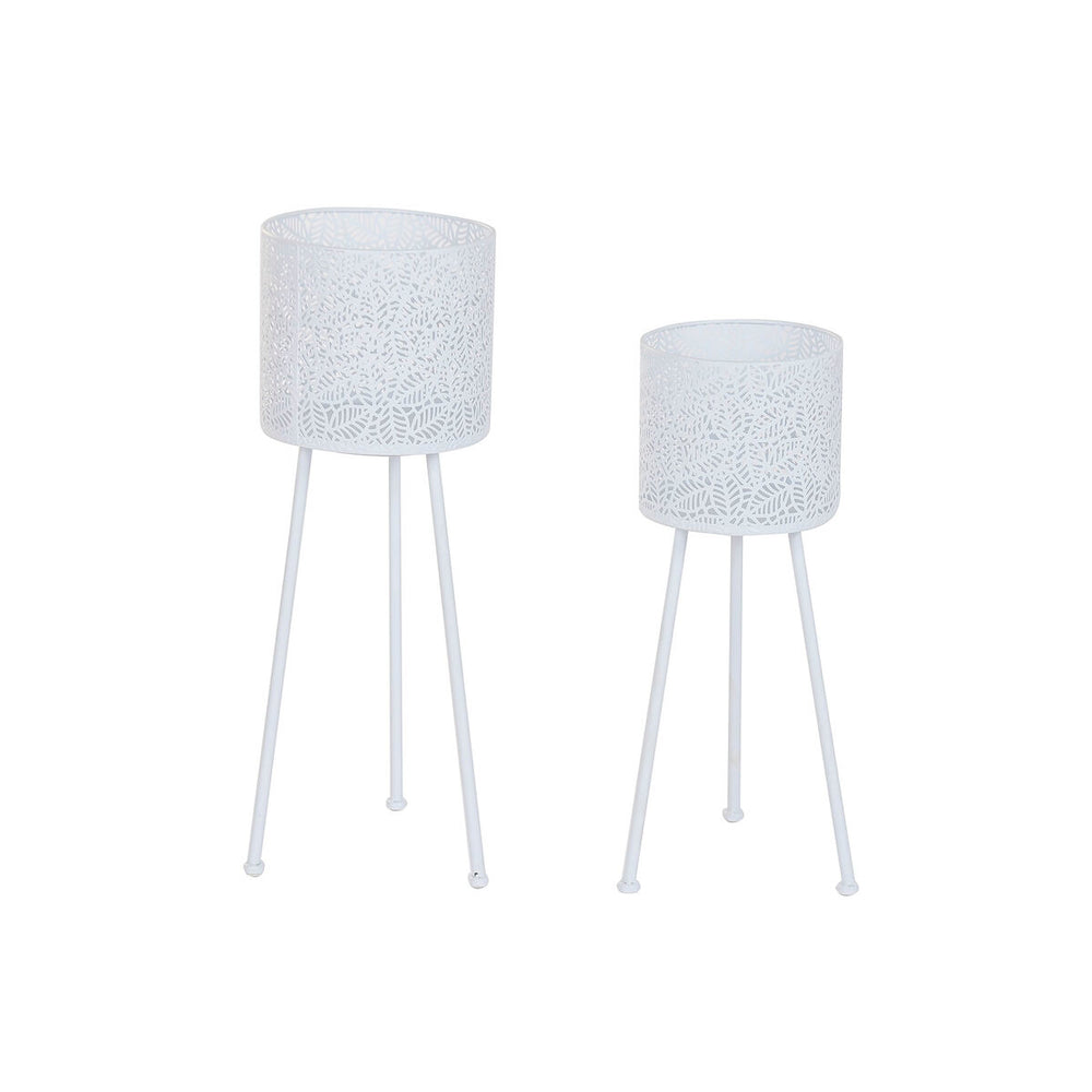 Set di vasi da fiori Home ESPRIT Bianco Ferro 23 x 23 x 66 cm