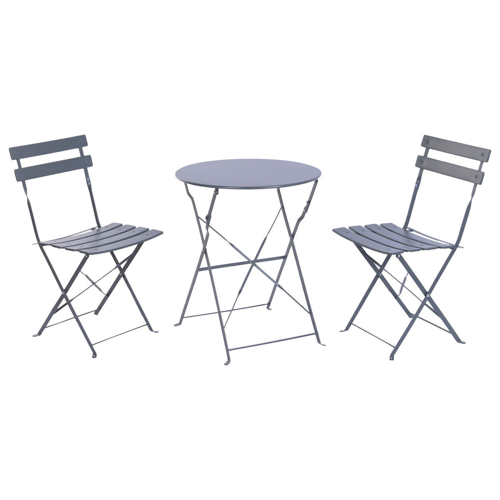 Conjunto de Mesa con 2 Sillas Home ESPRIT Gris Metal 60 x 60 x 71 cm