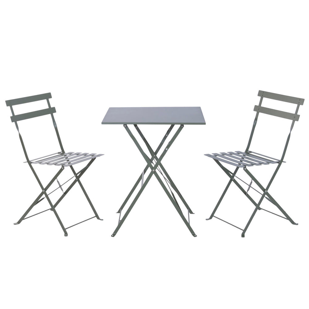 Tavolo con 2 sedie Home ESPRIT Verde Metallo 60 x 60 x 71 cm
