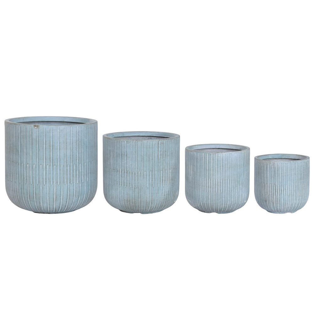 Set di vasi da fiori Home ESPRIT Turchese Fibra Magnesio 44 x 44 x 43 cm (4 Unità)