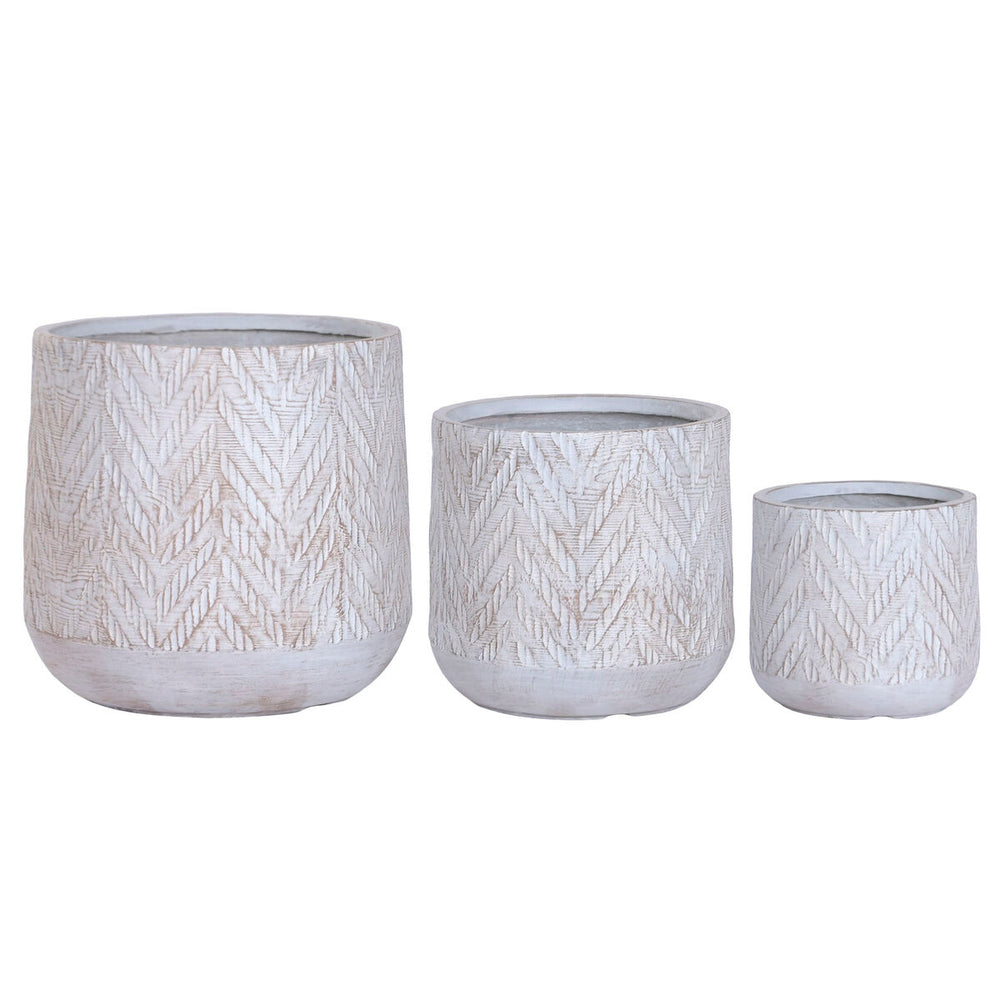 Set di vasi da fiori Home ESPRIT Marrone Grigio Fibra Magnesio 51 x 51 x 51 cm (3 Pezzi)
