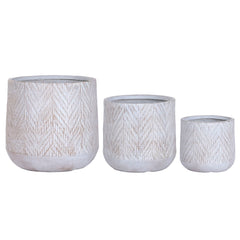 Set de Maceteros Home ESPRIT Marrón Gris Fibra Magnesio 51 x 51 x 51 cm (3 Piezas)