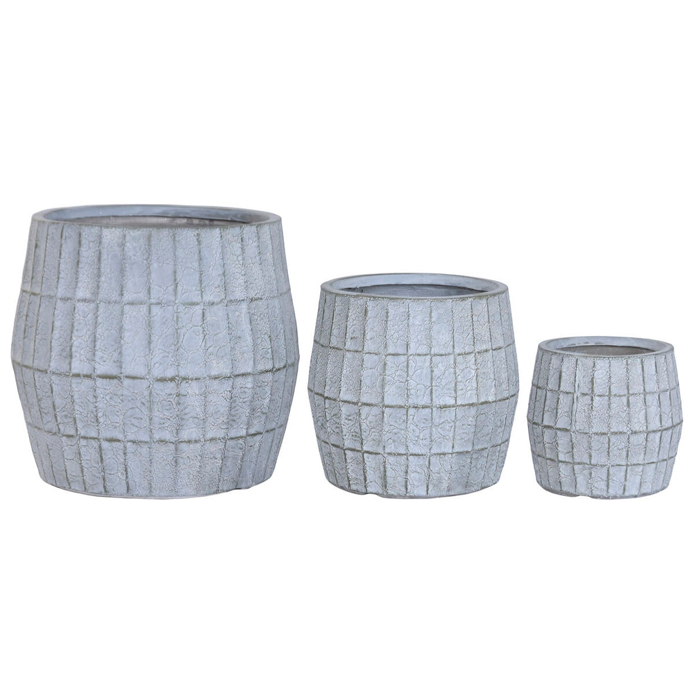 Set of Planters Home ESPRIT Grey Fibre Magnesium 50 x 50 x 50 cm (3 Pieces)