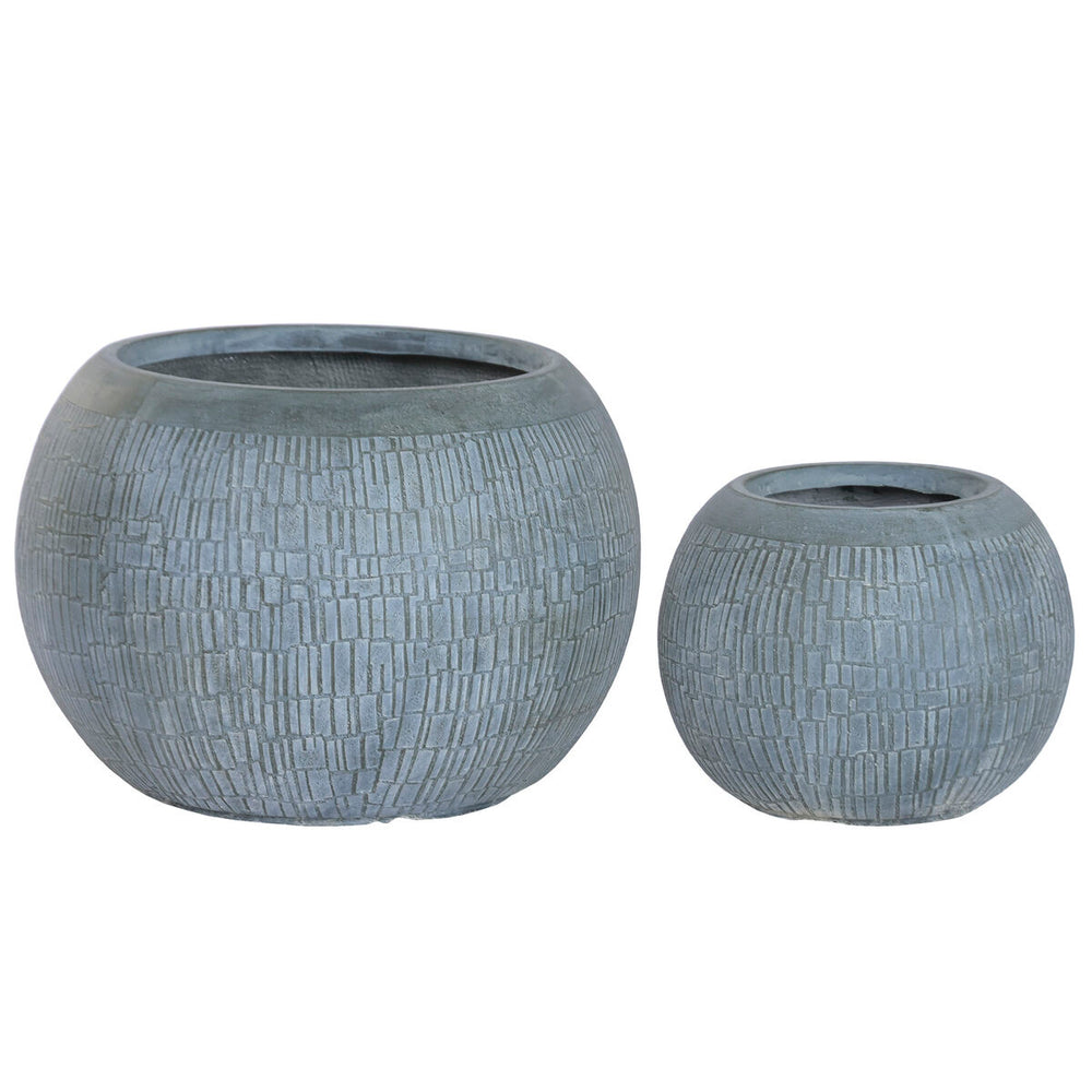 Set di vasi da fiori Home ESPRIT Turchese Fibra Magnesio 55 x 55 x 38 cm (2 Pezzi)