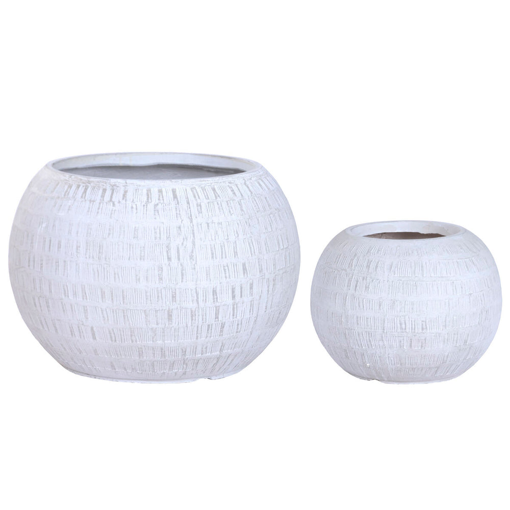 Set de Maceteros Home ESPRIT Beige Fibra Magnesio 55 x 55 x 38 cm (2 Piezas)