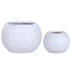 Set de Maceteros Home ESPRIT Beige Fibra Magnesio 55 x 55 x 38 cm (2 Piezas)