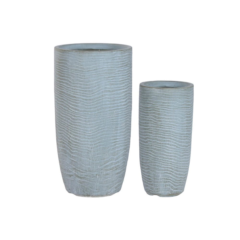 Set di vasi da fiori Home ESPRIT Grigio Fibra Magnesio 33 x 33 x 62 cm (2 Pezzi)