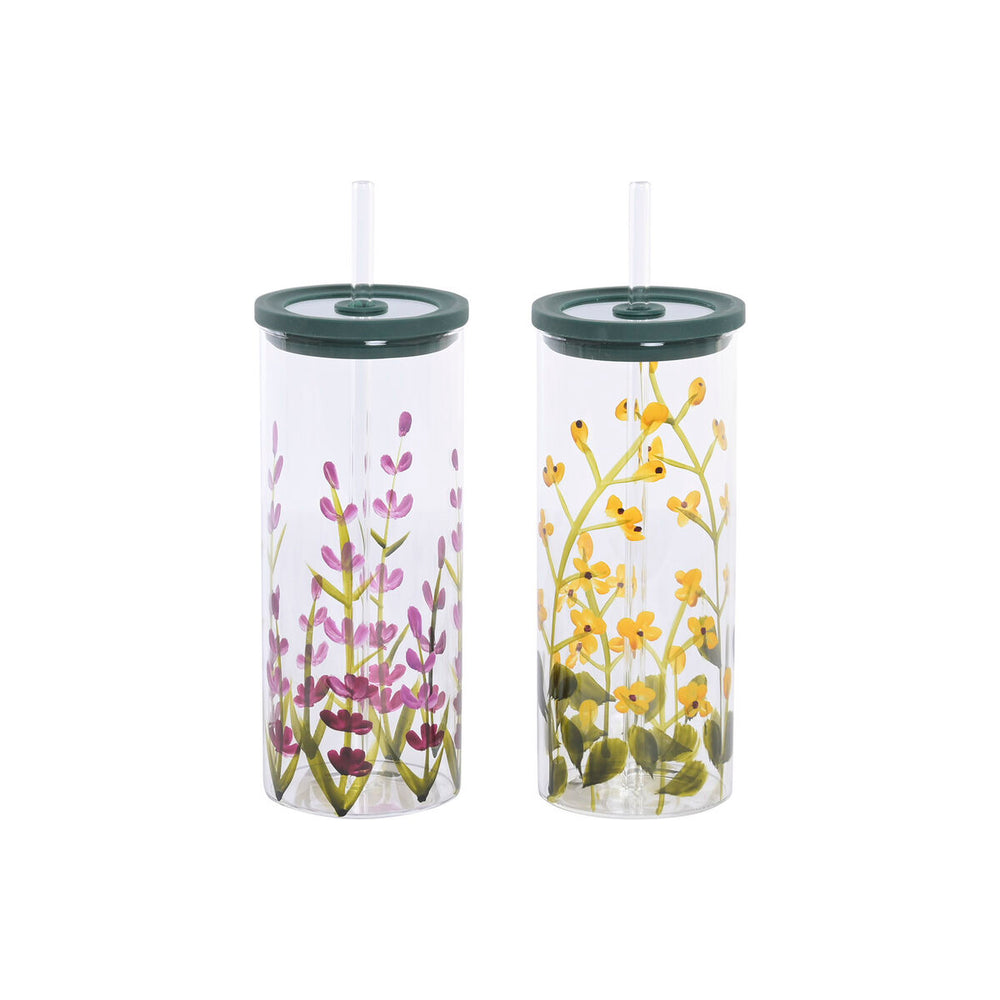 Cup with Straw Home ESPRIT Multicolour (2 Units)