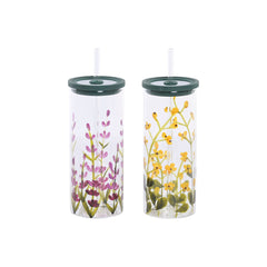 Bicchiere con Cannuccia Home ESPRIT Multicolore (2 Unità)