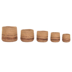 Set di vasi da fiori Home ESPRIT Marrone Fibra Righe Città 44 x 44 x 40 cm