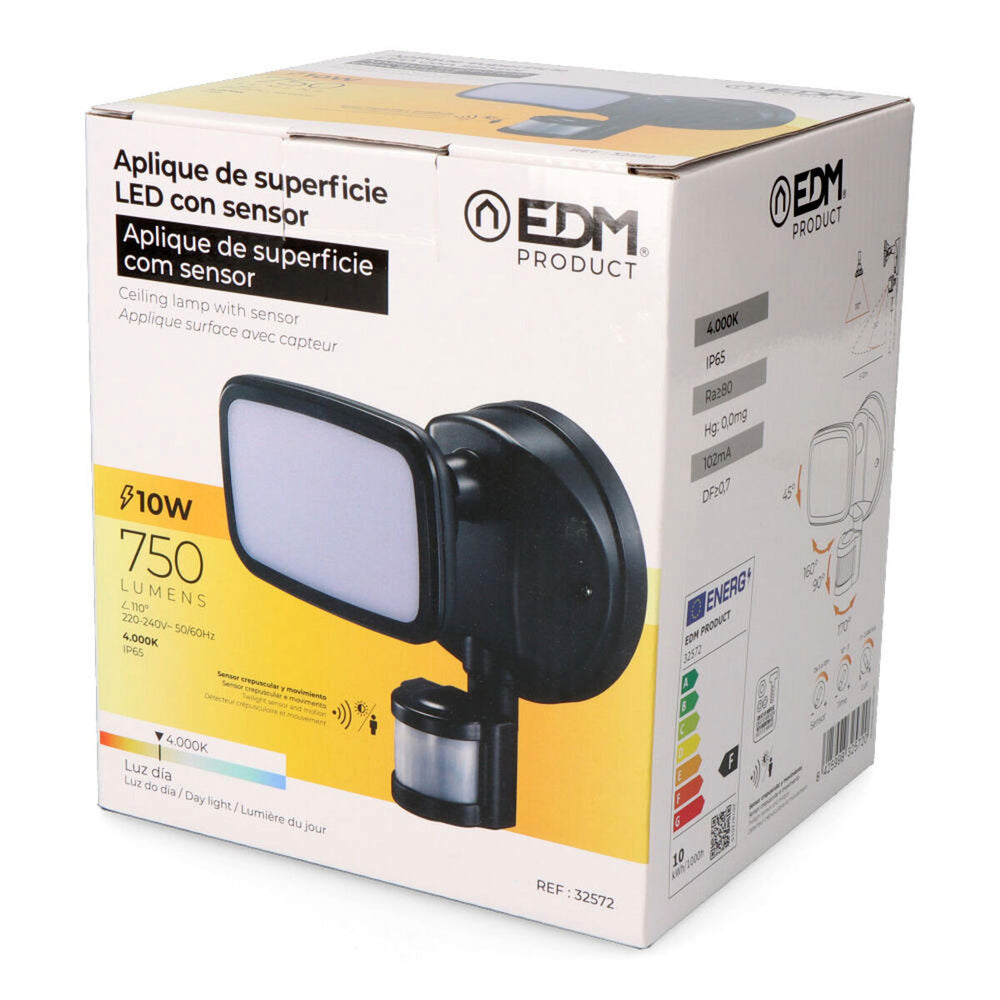 Faretto LED EDM 32572 Nero F 10 W 750 Lm (4000 K)