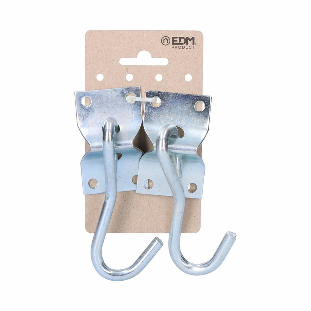 Soporte EDM 85243 Plateado 70 x 45 mm Gancho para colgar Hamaca (2 Unidades)