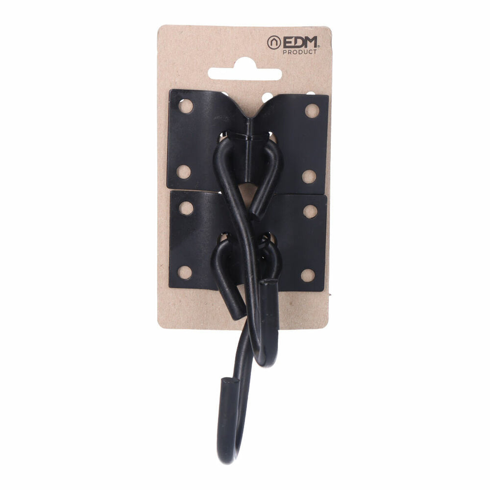 Supporto EDM 85293 Nero 70 x 45 mm Gancio per appenderla Amaca (2 Unità)