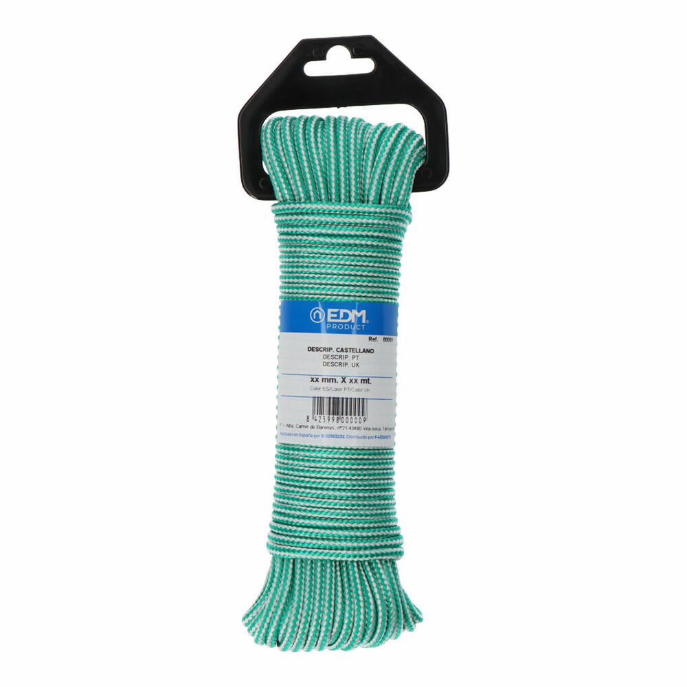 Corda per Stendere EDM 87912 Bianco Verde polipropilene 4,5 mm x 25 m Intrecciato