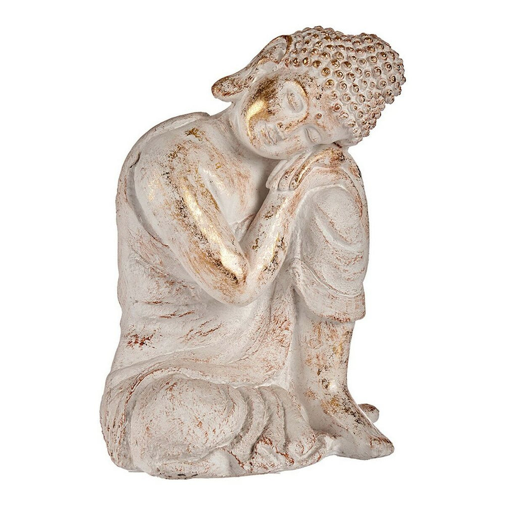 Statua Decorativa da Giardino Ibergarden Bianco Dorato Poliresina 28,5 x 43,5 x 37 cm Buddha