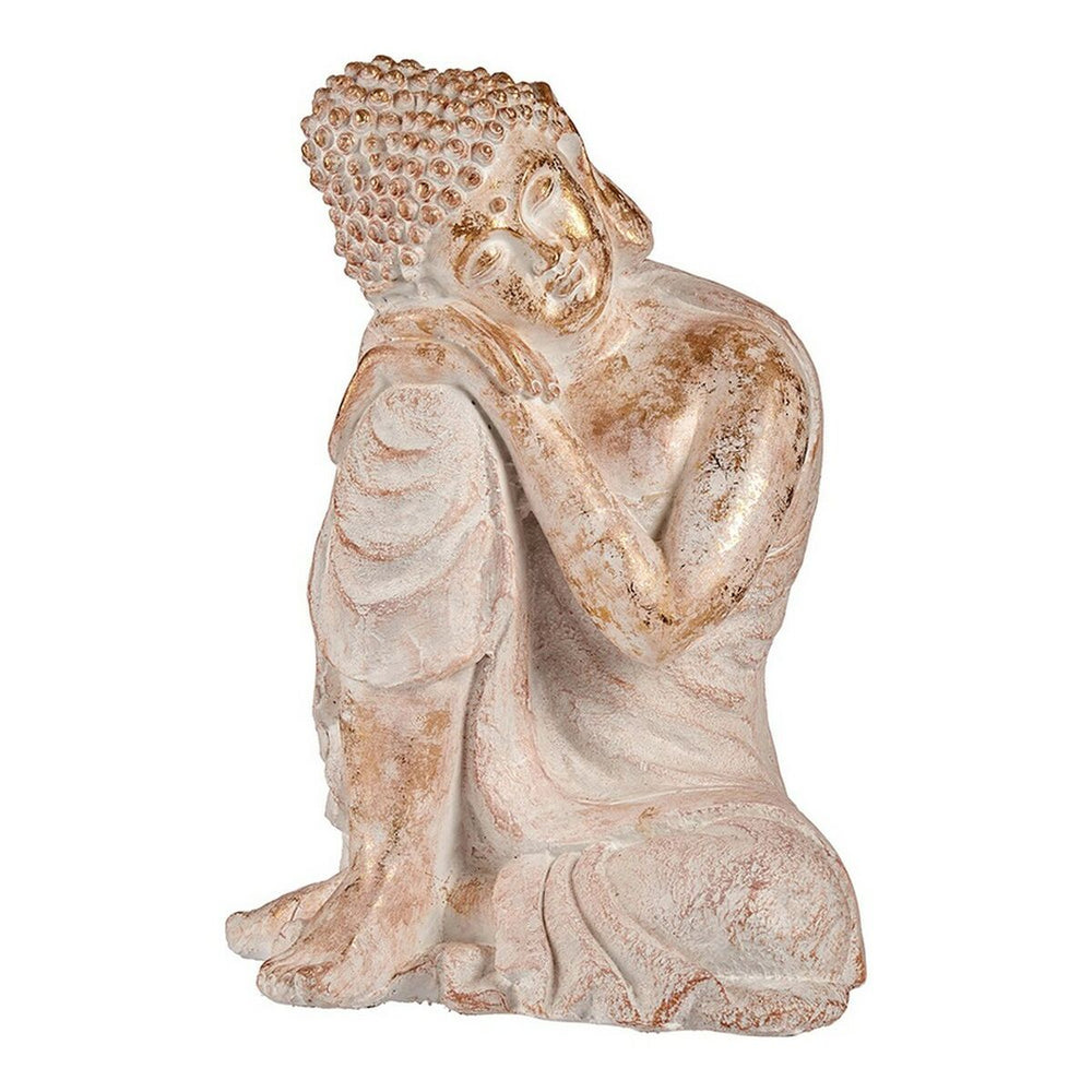 Statua Decorativa da Giardino Ibergarden Bianco Dorato Poliresina 35,5 x 54,5 x 42 cm Buddha