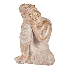 Statua Decorativa da Giardino Ibergarden Bianco Dorato Poliresina 35,5 x 54,5 x 42 cm Buddha