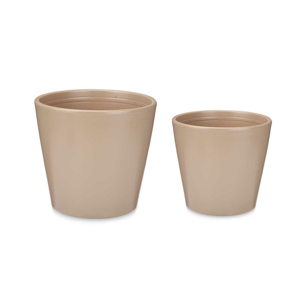 Set de Macetas Ibergarden Beige Arcilla Ø 22 cm Ø 28 cm 28 x 27 x 28 cm 2 Piezas