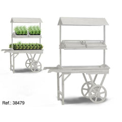 Supporto con Ruote per Vasi Ibergarden Bianco Legno di abete 130 x 178 x 70 cm