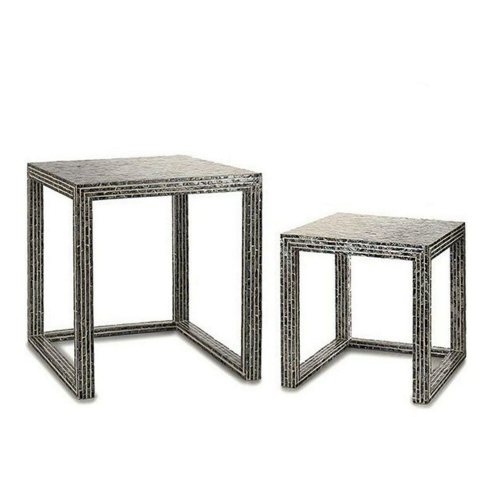 Tavolo aggiuntivo Gift Decor BIG-S3603676 Grigio Madreperla 42,5 x 61 x 60 cm (2 Pezzi) (2 Unità)