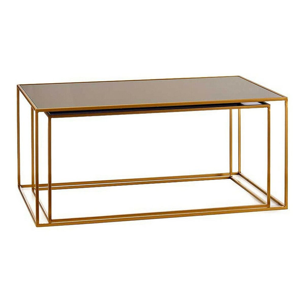 Set di 2 tavoli Gift Decor Nero Dorato Metallo Cristallo 55 x 40 x 90 cm