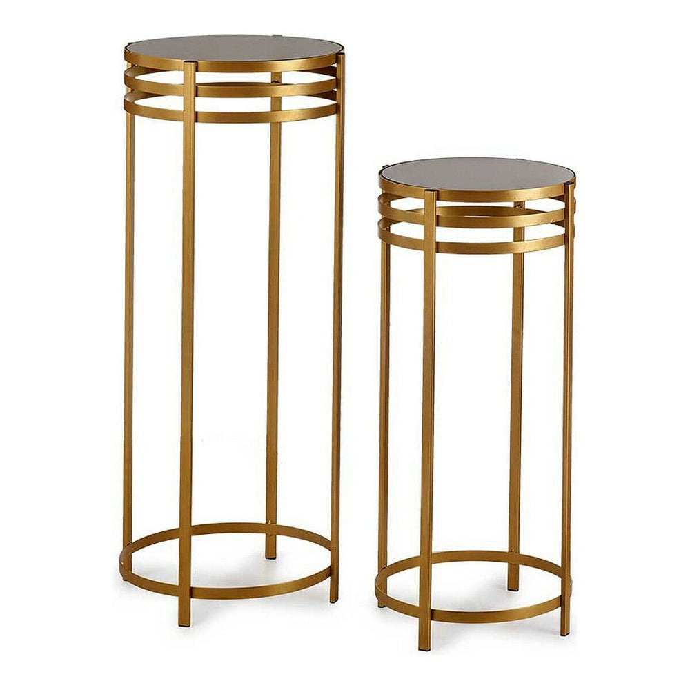 Set di 2 tavoli Gift Decor Nero Dorato Metallo Cristallo 42,5 x 105 x 42,5 cm