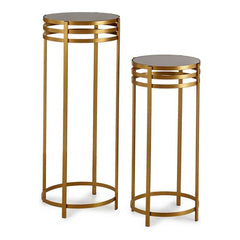 Juego de 2 mesas Gift Decor Negro Dorado Metal Cristal 42,5 x 105 x 42,5 cm