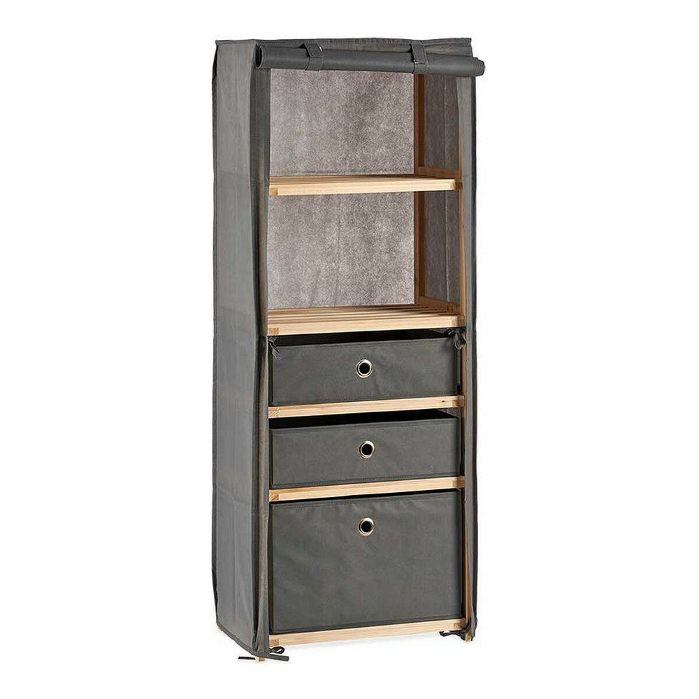 Scaffale Kipit Marrone Grigio Legno Stoffa 28 x 113 x 42 cm