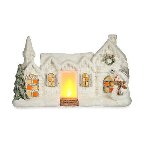 Figura Decorativa Navidad Luz LED Casa Blanco Poliresina 13 x 26,5 x 43 cm