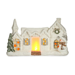 Statua Decorativa Natale Luce LED Casa Bianco Poliresina 13 x 26,5 x 43 cm