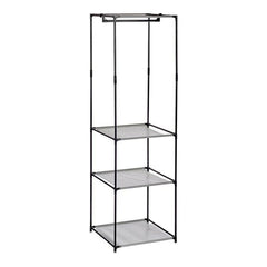 Armadio guardaroba Kipit Nero Grigio Stoffa polipropilene Ferro Plastica 43,5 x 160 x 50 cm
