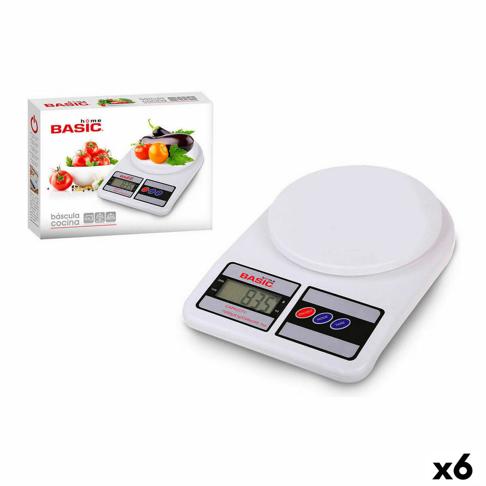 bilancia da cucina Basic Home Digitale 7 kg Bianco 23 x 16 x 3,6 cm (6 Unità)
