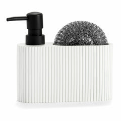 Dispenser di Sapone 2 in 1 per Lavandino Andrea House CC71086 Resina Poliresina 16 x 5 x 15 cm Spugna Bianco